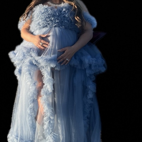 Maternity tulle blue dress - Picture 4 of 5
